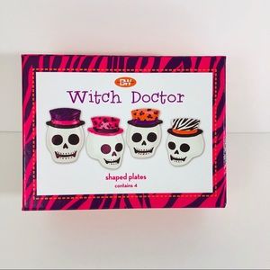 Halloween Witch Doctor Sugar Skull Snack Plates